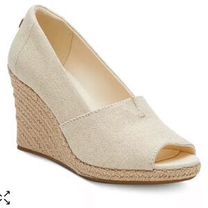 TOMS Michele slip on Espadrille Wedge Pump, Gold Metallic, Open toe, 10,‎ NWOB
